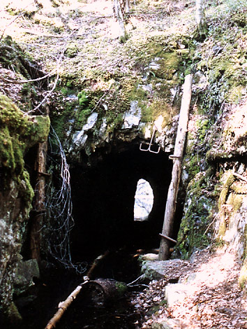 Stollen vid Stora silvergruvan, april 2002  Foto: John Thoweman